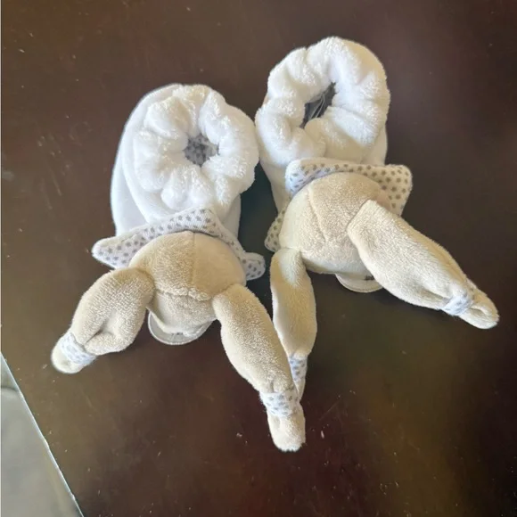 Infant Cream and White Plush Bear Slippers - Picture 8 of 8
